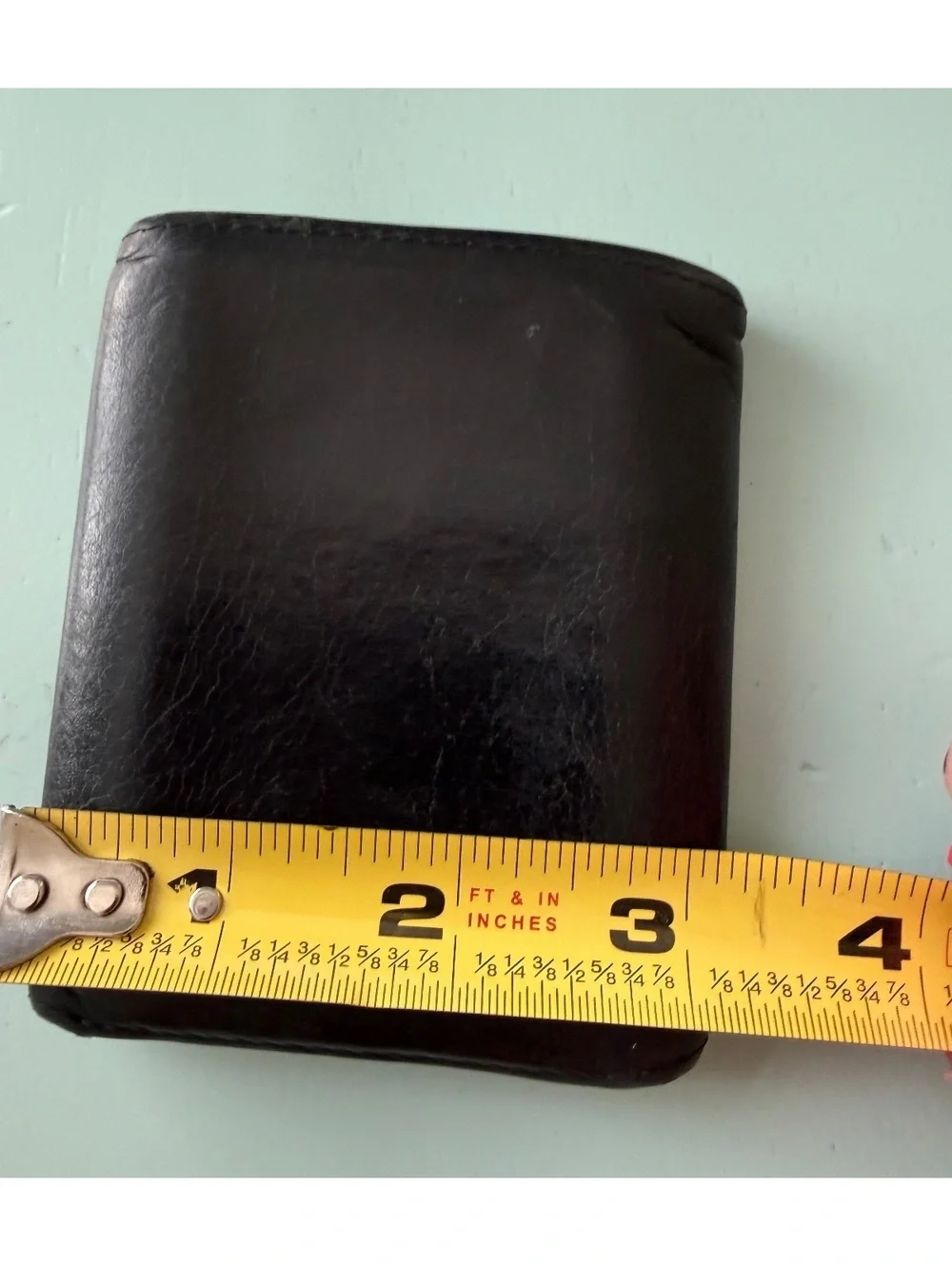 Bosca 1911 Black Leather Tri-Fold Wallet with Card Slots